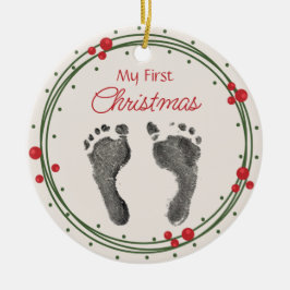 Första jul Din Baby Foot skriver ut andedräkt Julgransprydnad Keramik