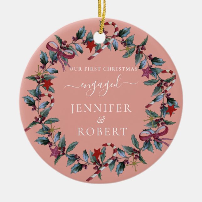 Första jul - Engagerad fotopatandning Julgransprydnad Keramik (Framsidan)