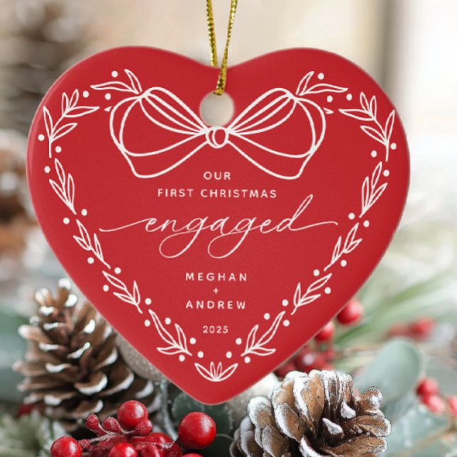 Första jul Engagerad Julgransprydnad Keramik (Skapare uppladdad)
