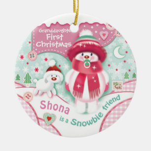 Första jul, farmor, Cute Snowbie Julgransprydnad Keramik