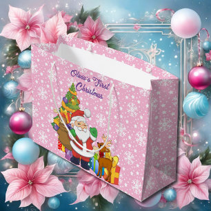 Första jul-Flicka om Personalize Namn Santa Santa
