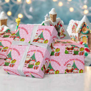 Första jul-Flicka personalisera Namn Rosa Presentpapper