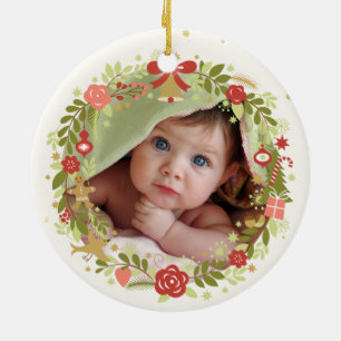 Första jul för babyar julgransprydnad keramik