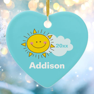 Första jul för gullig Kawaii lycklig solskenbaby Julgransprydnad Keramik