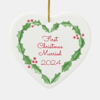 Första jul för Newlyweds Ceramic Ornament