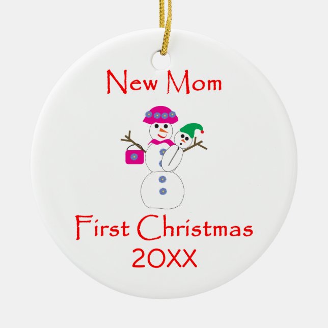 Första jul för ny mamma julgransprydnad keramik (Framsidan)
