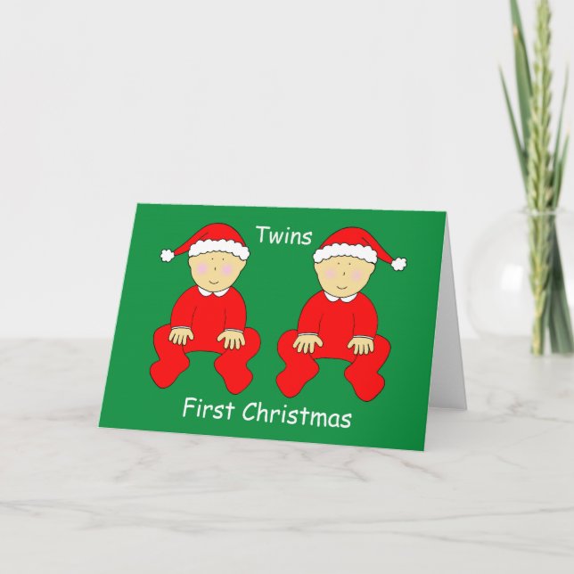 Första jul för twillingar helgkort (Framsida)