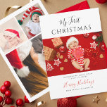 Första jul-fotopassagen i Baby Julkort<br><div class="desc">Gratulera till glädjen i din lilla juls första jul med vår personlig Baby Första julfotopapportet för Hälsning! Fånga de magiska stunderna i din baby resa genom sitt första år i ett samlarkollage som belyser dessa värdefulla leenden, vackra gigglar och charmerande milstolpar. Lägg enkelt till ett kursiverat urval av dina favoritfoton...</div>