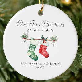 Första jul: Fru Stockings Greenery Photo Julgransprydnad Keramik