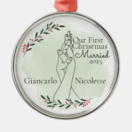 Första jul Gift Interlocking Händer Julgransprydnad Metall