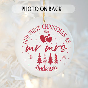 Första jul - Gift med foto och datum Julgransprydnad Keramik