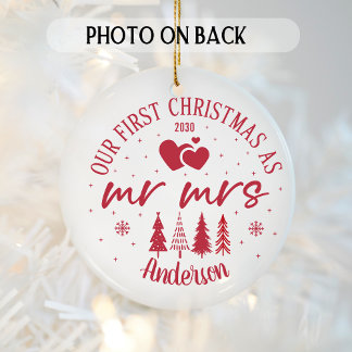 Första jul - Gift med foto och datum Julgransprydnad Keramik
