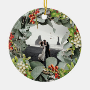Första jul Gift som Mr. & Mrs Photo Julgransprydnad Keramik