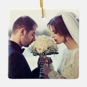 Första jul Gift som Mr. & Mrs PHOTO Julgransprydnad Keramik
