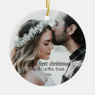 Första jul Gift som Mr. & Mrs PHOTO Julgransprydnad Keramik