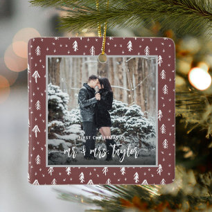 Första jul Gift som Mr. & Mrs Photo Julgransprydnad Keramik