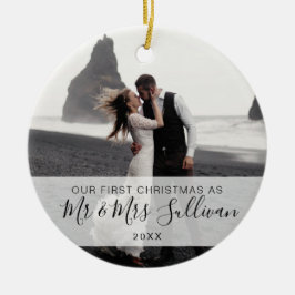 Första jul Gift som Mr. & Mrs PHOTO Julgransprydnad Keramik