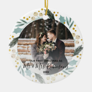 Första jul gift som Mr & Mrs Photo Modern Julgransprydnad Keramik