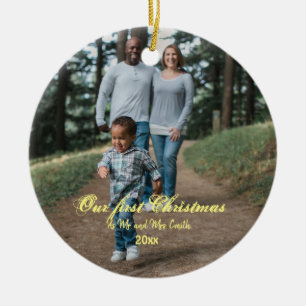 Första jul Gift som Mr. & PHOTO Cerami Julgransprydnad Keramik