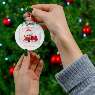 Första jul Glad helg Grandma Baby Photo Julgransprydnad Keramik