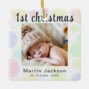 Första jul här Foto Nyfödd Cute Baby Toes Julgransprydnad Keramik