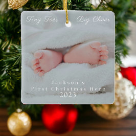 Första jul här Foto Nyfödd Cute Baby Toes Julgransprydnad Keramik