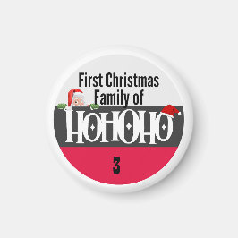 Första jul Ho Ho Ho-familjen Personalize Magnet
