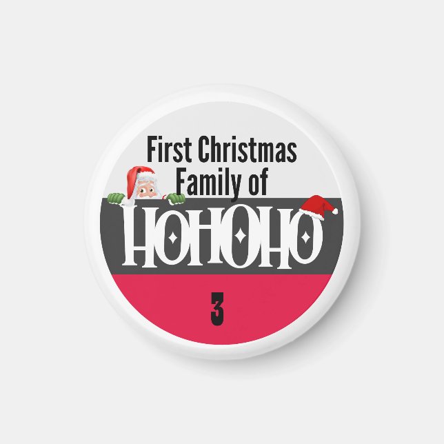 Första jul Ho Ho Ho-familjen Personalize Magnet (Framsidan)