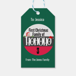 Första jul Ho Ho Ho-familjen Personalize Presentetikett
