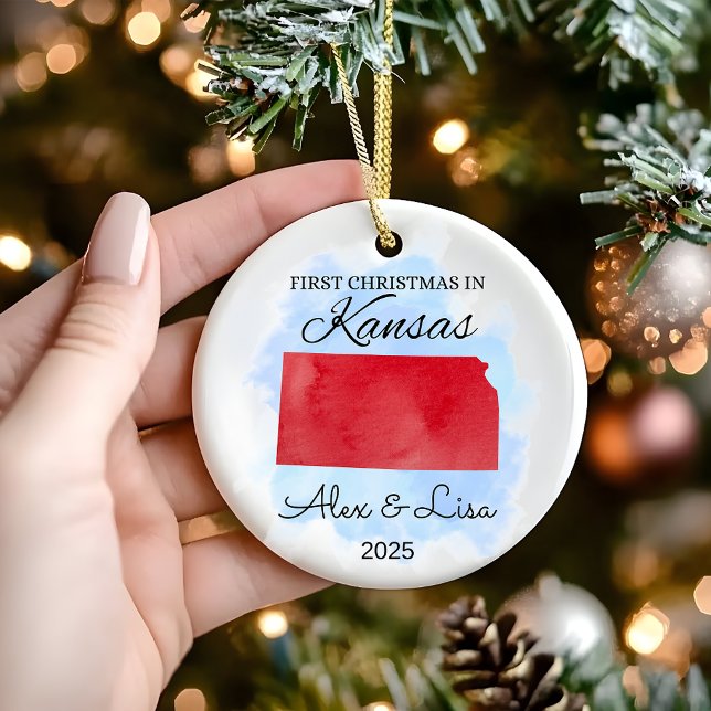 Första jul i delstaten Kansas Julgransprydnad Keramik (Skapare uppladdad)