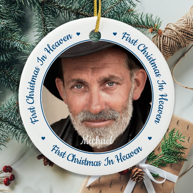 Första jul i himlens Anpassningsbar 2 Fotominnesst Julgransprydnad Keramik (Skapare uppladdad)