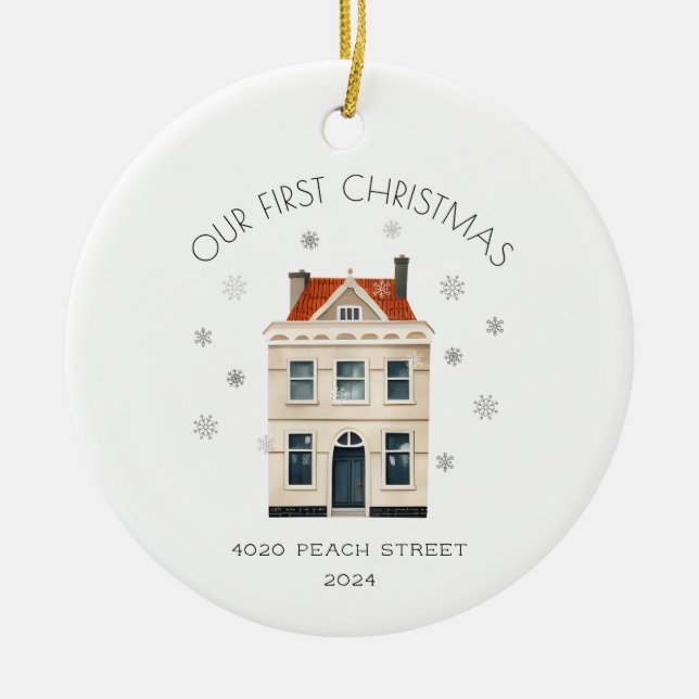 Första jul i nytt hem julgransprydnad keramik (Framsidan)