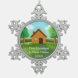 Första jul i nytt hem snöflinga pewter julgransprydnad