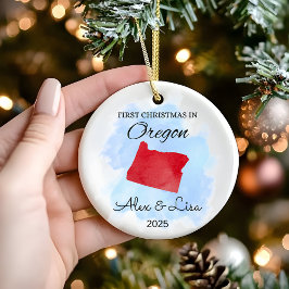 Första jul i Oregon-staten Julgransprydnad Keramik