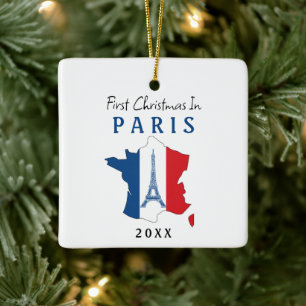 Första jul i Paris Frankrike Flagga Julgransprydnad Keramik