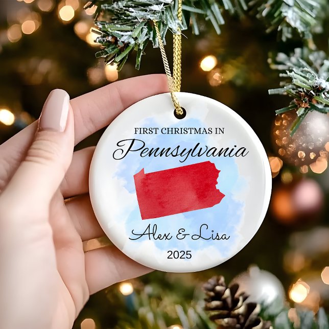 Första jul i Pennsylvania-staten Ornamet Julgransprydnad Keramik (Skapare uppladdad)