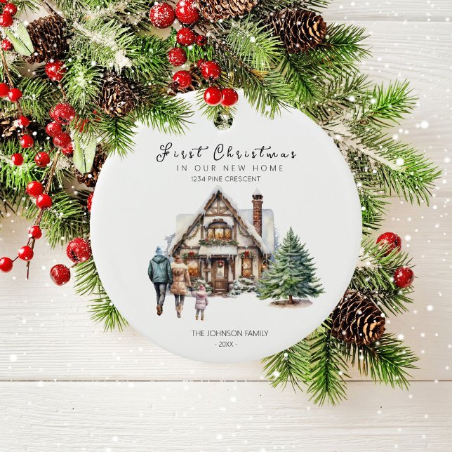 Första jul i vårt nya hem | 1 Kylfamilj Julgransprydnad Keramik (Skapare uppladdad)