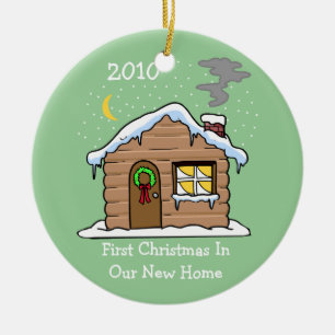 Första jul i vårt nya hem 2010 (Cabin) Julgransprydnad Keramik