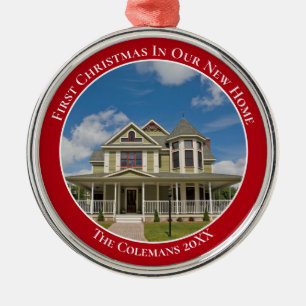 Första jul i vårt nya hem-Anpassningsbar-husfoto Julgransprydnad Metall
