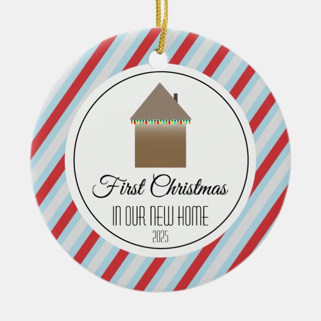 Första jul i vårt nya hem julgransprydnad keramik (Framsidan)