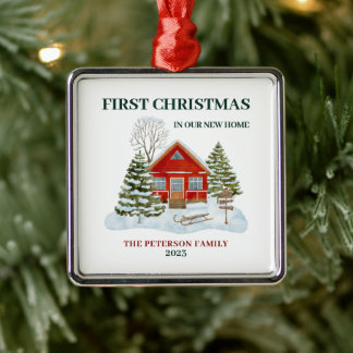 Första jul i vårt nya hem Snowy Boho Julgransprydnad Metall