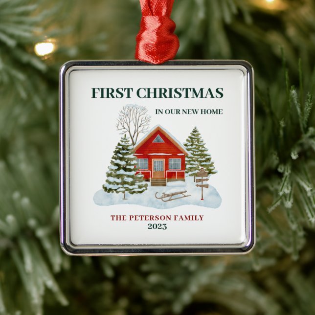 Första jul i vårt nya hem Snowy Boho Julgransprydnad Metall (Träd)