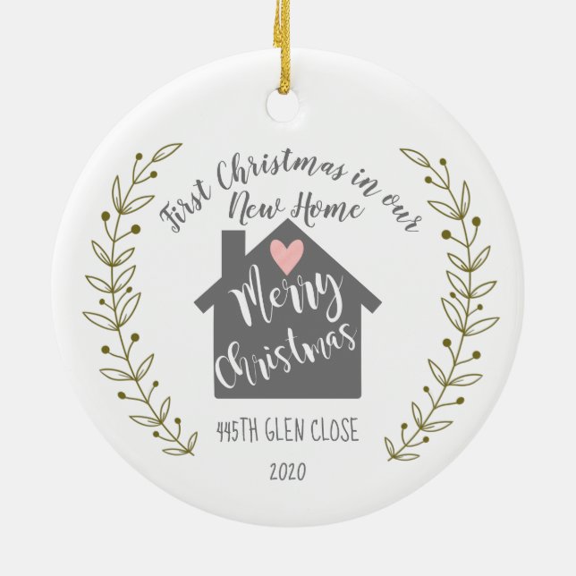 Första jul i vårt nya hjärta julgransprydnad keramik (Baksidan)