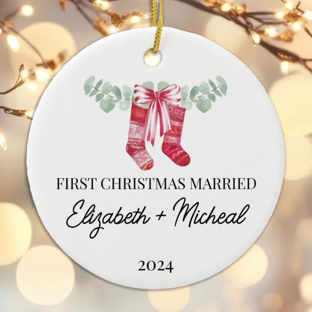 Första jul - Lagring av torkade vattenfärger Julgransprydnad Keramik (Skapare uppladdad)