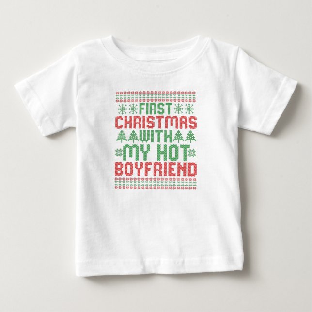 Första jul med min Hett BoyFriend Sweater T Shirt (Framsida)