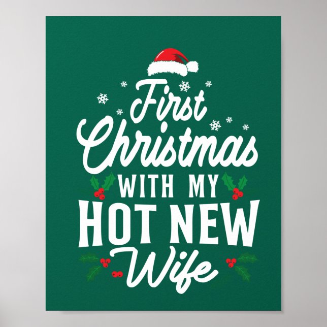 Första jul med min Hett Ny fru Funny Julafton Poster (Framsidan)