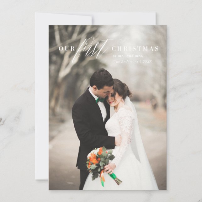 Första jul, mr. & Mrs Helgdag Photo Card Julkort (Framsida)