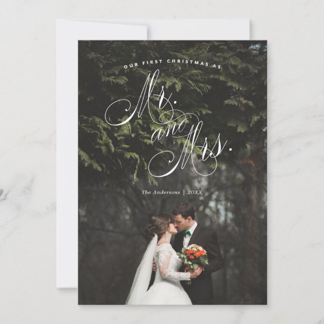 Första jul, mr. & Mrs Helgdag Photo Card Julkort (Framsida)