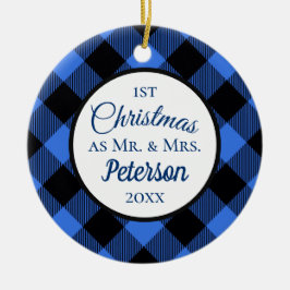 Första jul Mr. och Mrs. Buffalo Blue Play Julgransprydnad Keramik