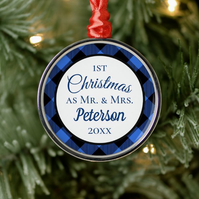 Första jul Mr. och Mrs. Buffalo Blue Play Julgransprydnad Metall (Träd)